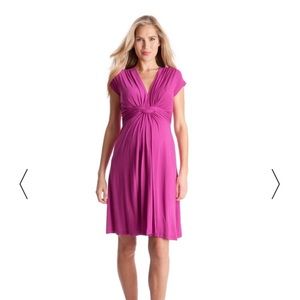 Seraphine Pink Fuchsia Knot Front Maternity Dress